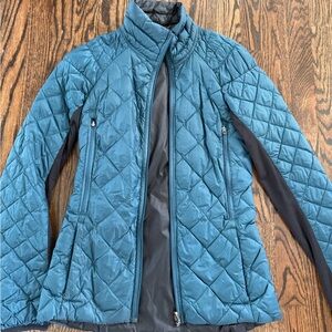 Lululemon Goose Down Sz~4 Run Turn Around Rulu REVERSIBLE Coat Jacket Teal light